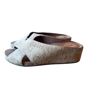 Gentle Souls Giselle X Brand Slides Size 7 Tan Brown Cork Wedge Open Toe Shoes